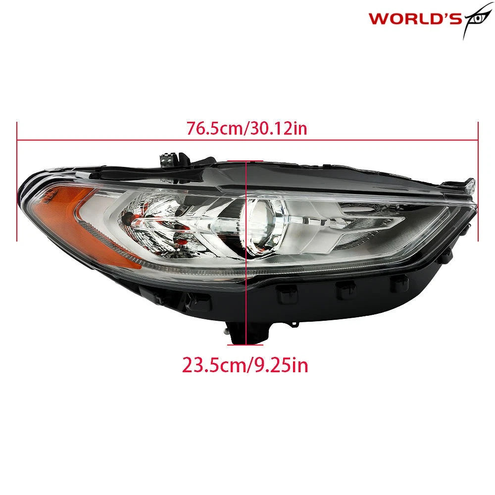 Halogen Headlight with LED DRL for Ford Fusion (2017–2019) Chrome Housing