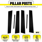 6x Black Pillar Posts Door Cover Trim Kit for Acura TL (2004–2008)