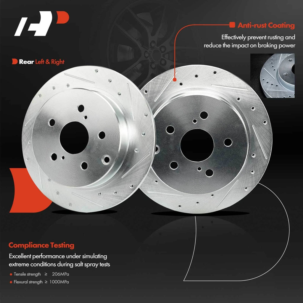 Rear Drilled Brake Rotor for Toyota Mirai (2016–2018), Prius V (2012–2017)