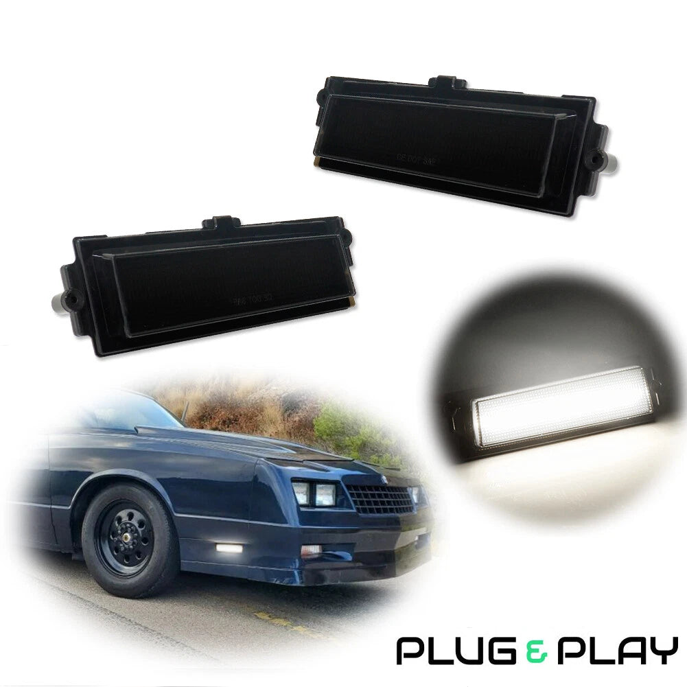 White LED Front Fender Side Marker Lights for Chevy Monte Carlo (1981–1988)