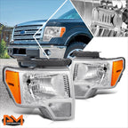 Factory Style Amber Corner Headlights for Ford F150 (2009–2014) Chrome Housing