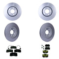 Hella Front Rear Rotors Low-Met Disc Brake Pad Kit for Audi A8 Quattro (1995–2003)