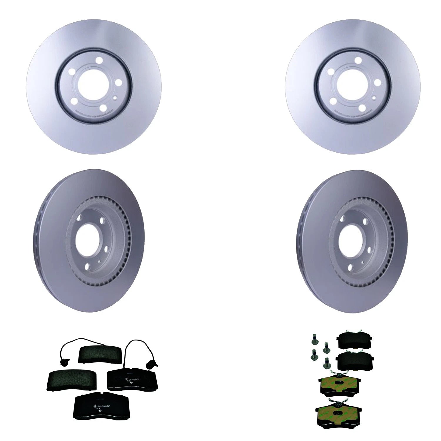 Hella Front Rear Rotors Low-Met Disc Brake Pad Kit for Audi A8 Quattro (1995–2003)