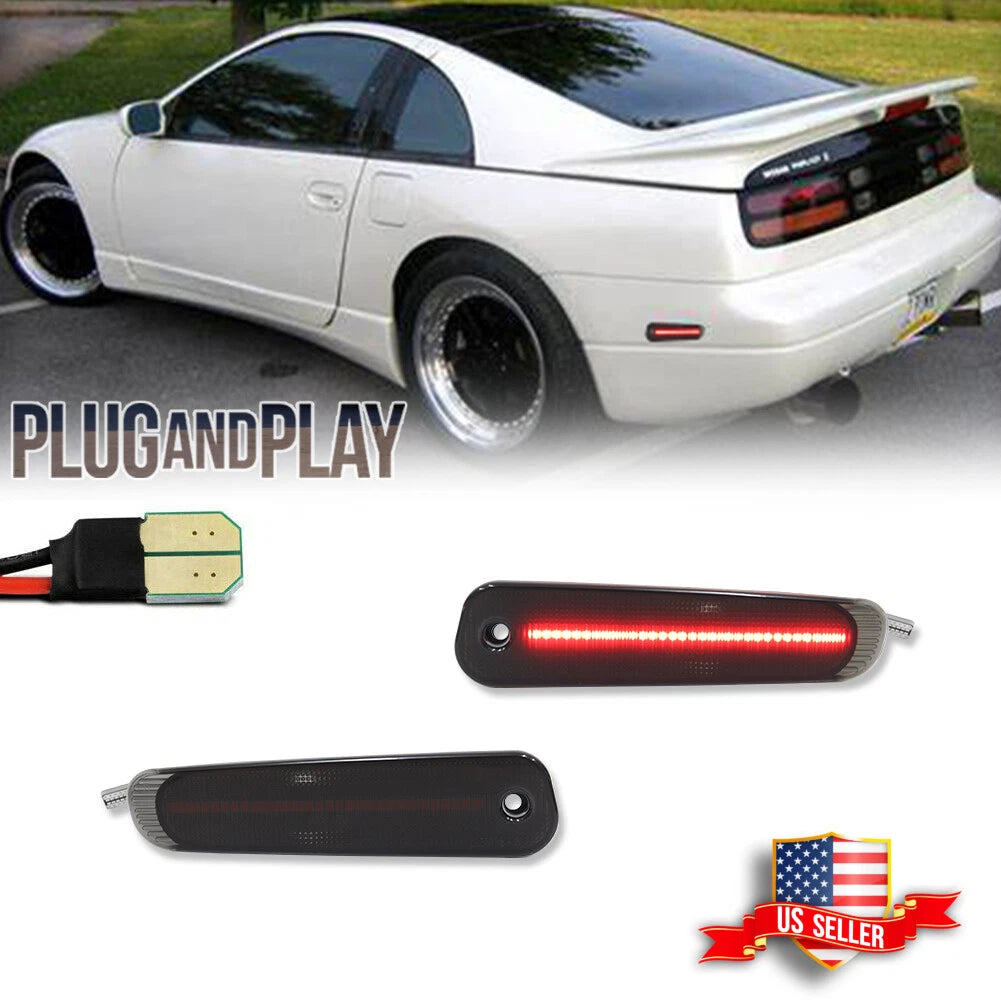 2X Smoked Red LED Rear Bumper Side Marker Lights for Nissan 300ZX (1990–1996)
