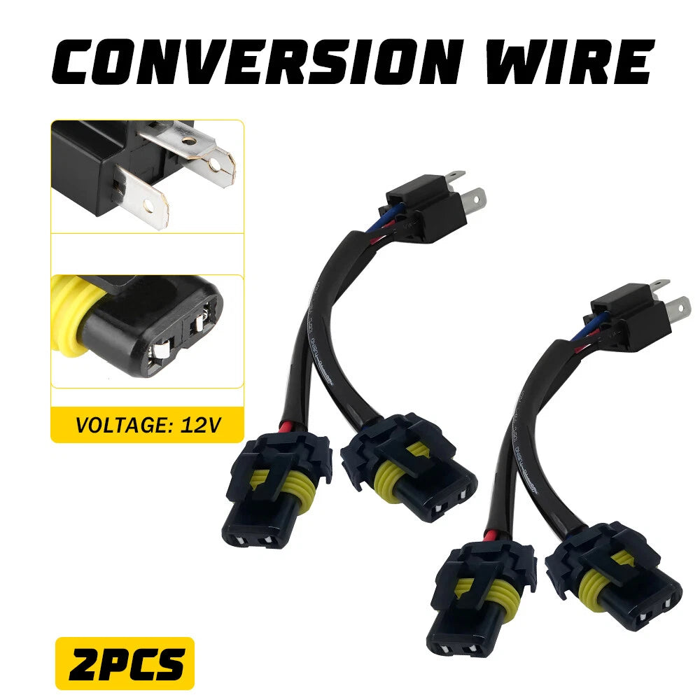 H6054 to 9005 9006 Conversion Wire Harness Headlight Adapter Plug Play