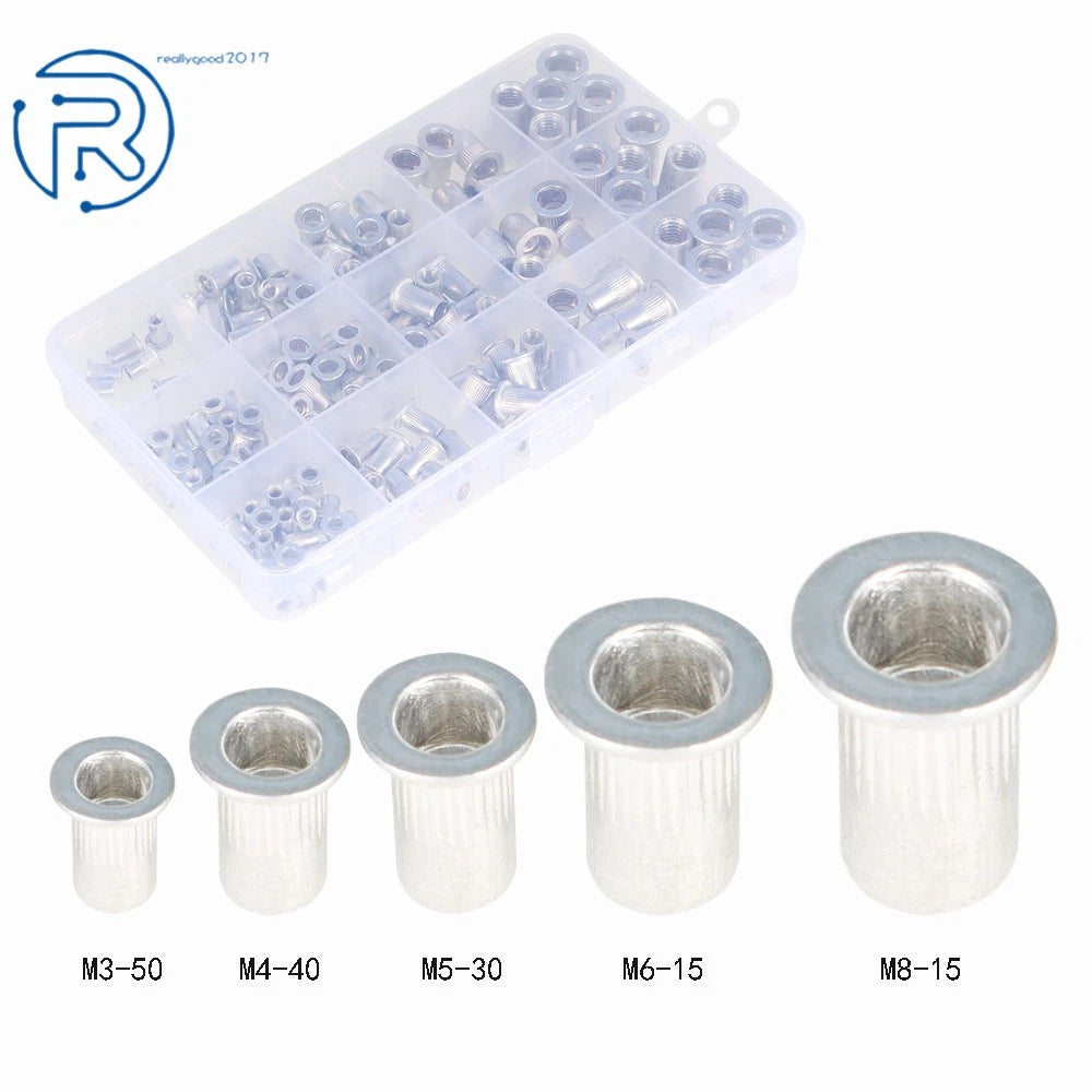 150 Pcs Aluminum Rivet Nut Kit Metric Rivnut M3 M4 M5 M6 M8
