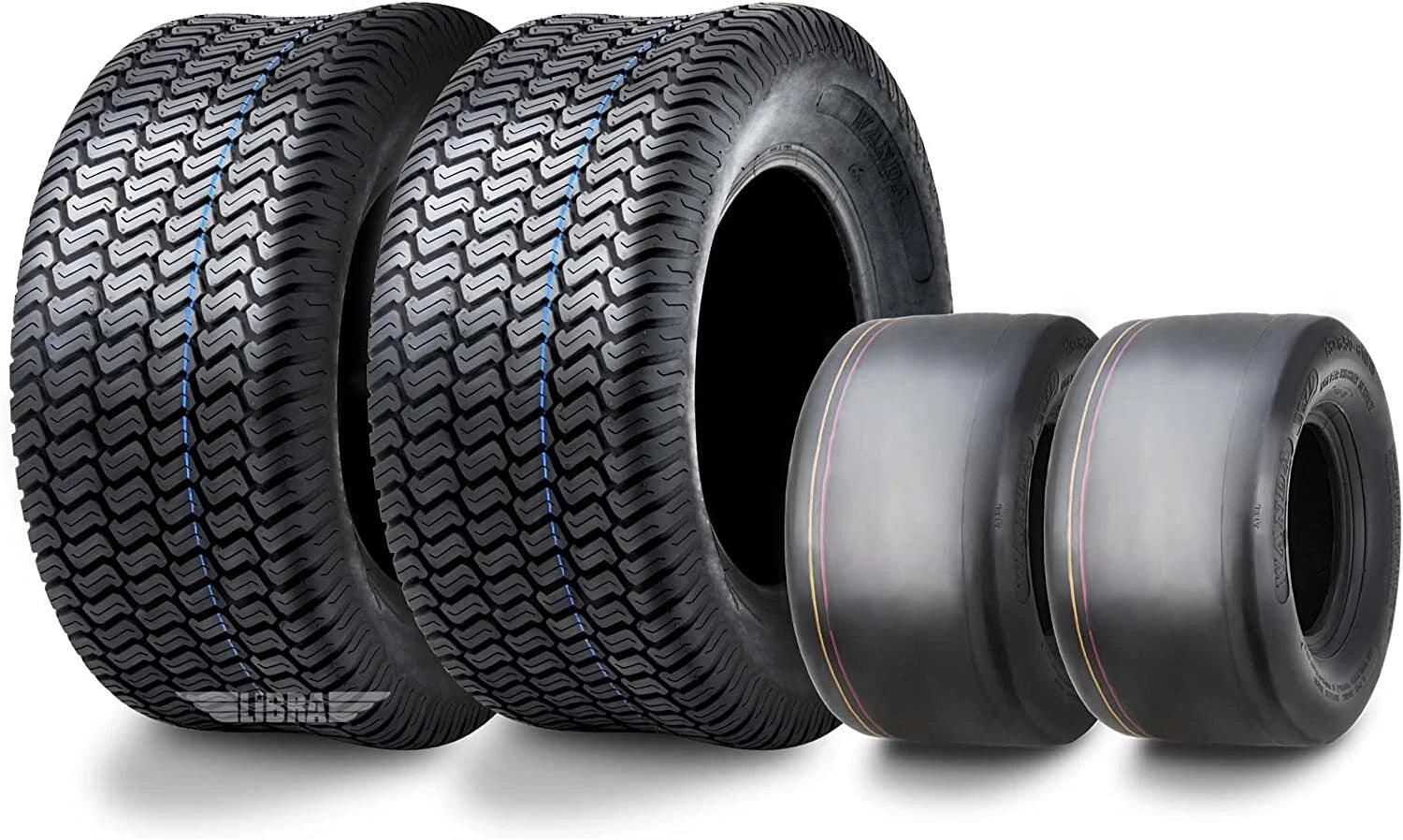 Set of 4 Turf Tires for Wanda Zero-Turn Lawn Mower (13x6.50-6 & 20x12-10)