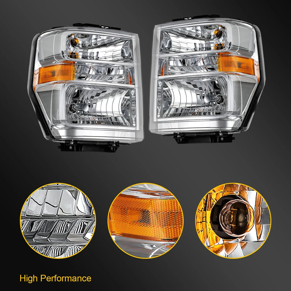 2X Headlight Assembly for Ford E150 E250 E350 E450 Econoline Van