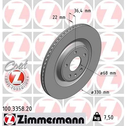 Rear Disc Brake Rotor (330mm) for Porsche 95B (100335820, 95B615601A)