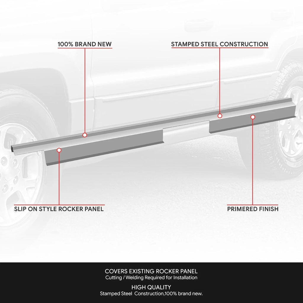 Set of 2 Rocker Panels for Jeep Grand Cherokee (1999–2004) - Primered Grey
