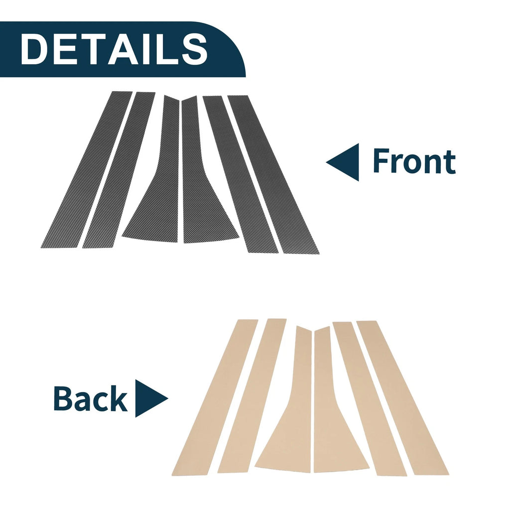 6 Pcs Door Pillar Window Trim for Honda Fit (2009–2012) Carbon Fiber