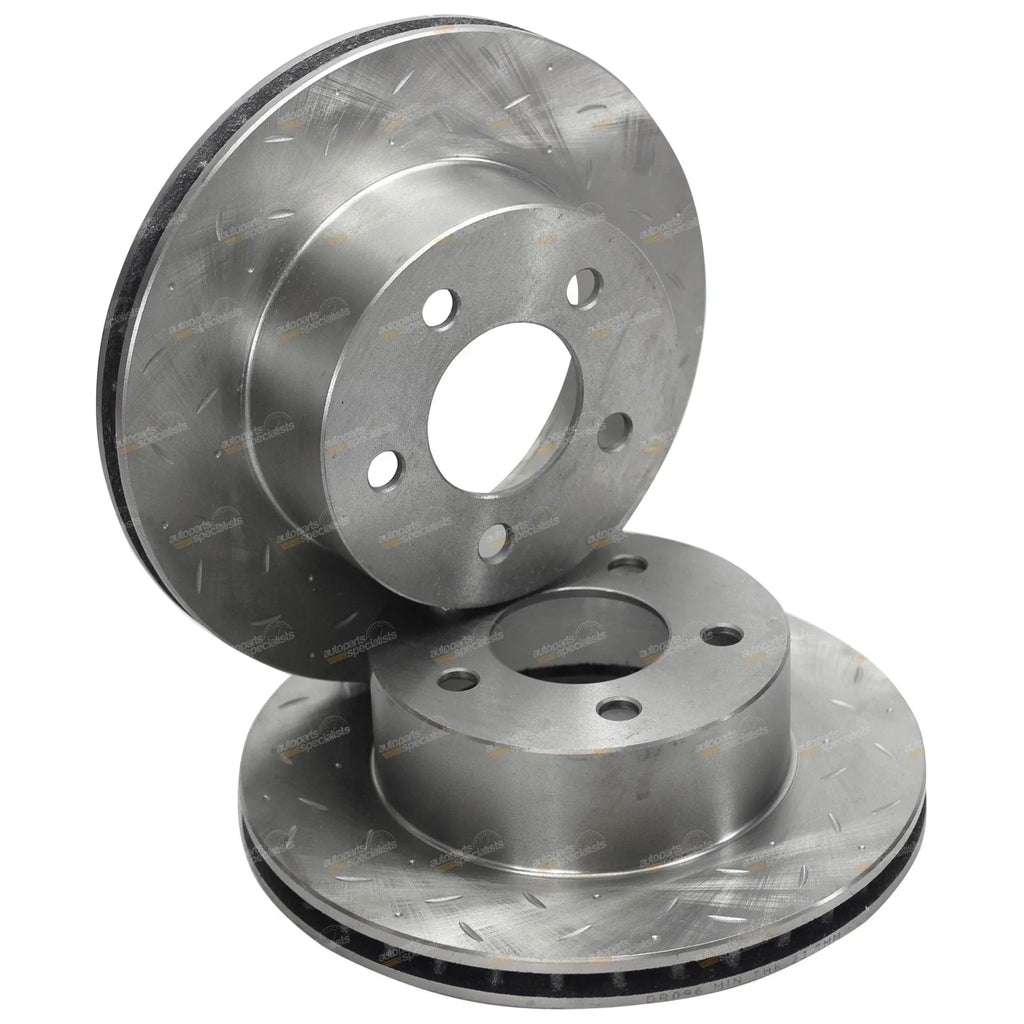 Front Drilled Slotted Disc Rotor + Brake Pads for Wrangler TJ (1996 - 1999)