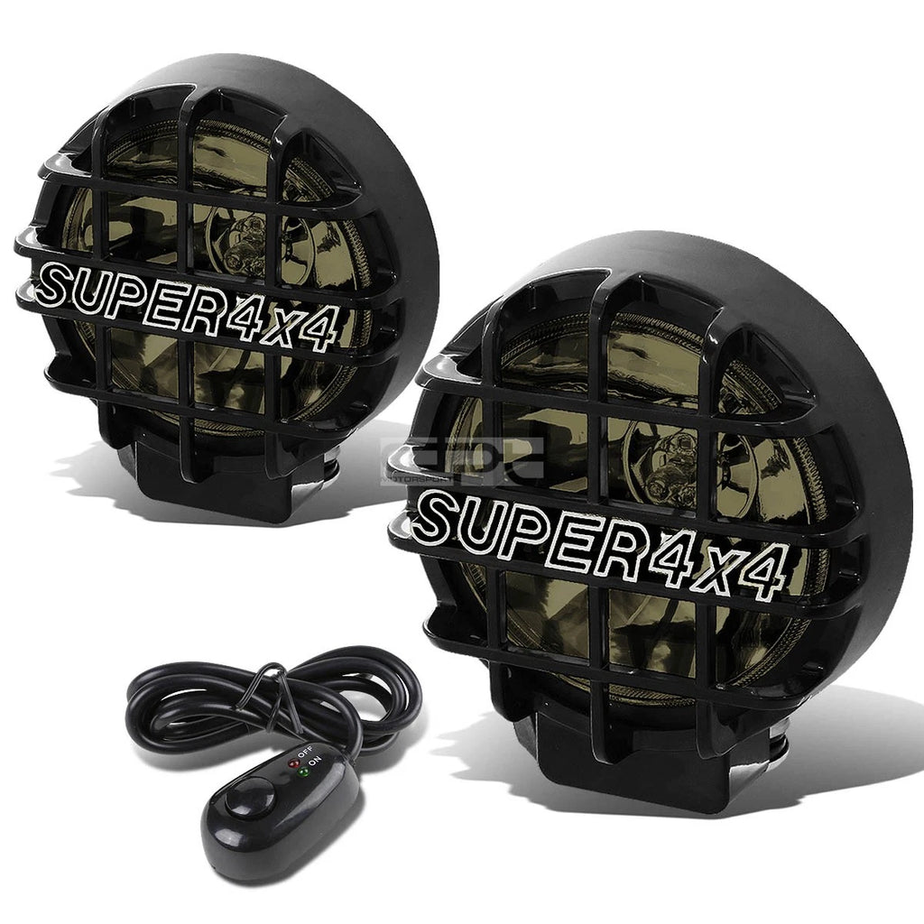 6" Round Bull Bar Fog Light Lamps for Universal Vehicles (Smoke Lens, Black Housing)