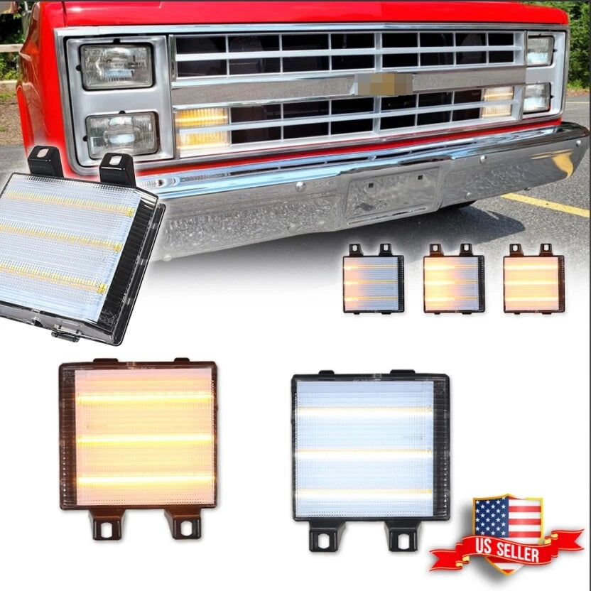 Clear Switchback LED DRL Corner Signal Lights for Chevy GMC Pickup 