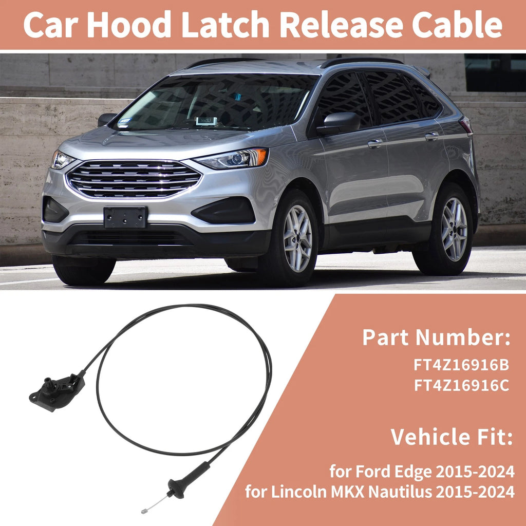 Front Hood Release Cable for Ford Edge Lincoln MKX Nautilus (2015–2024) FT4Z16916B