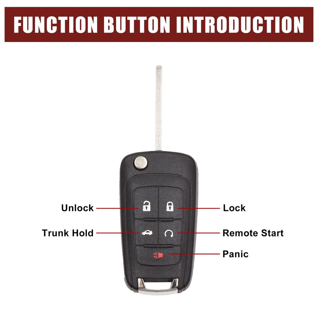 Key Fob Shell Case for Chevrolet Camaro (2010–2015) - 5 Button, Black