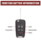 Key Fob Shell Case for Chevrolet Camaro (2010–2015) - 5 Button, Black
