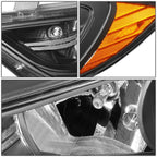 Pair of Projector Headlight Lamps for Elantra (2017–2018) - Black/Amber