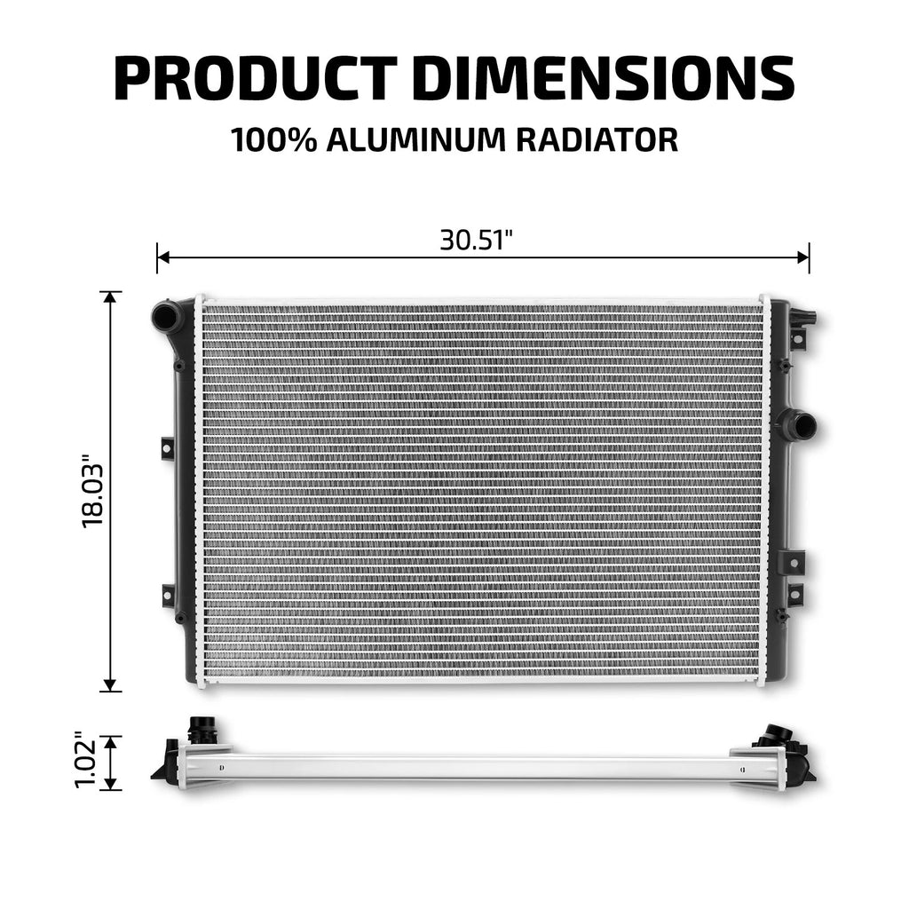 Aluminum Radiator for Volkswagen Tiguan 2009–2016 (2.0L) VW3010164