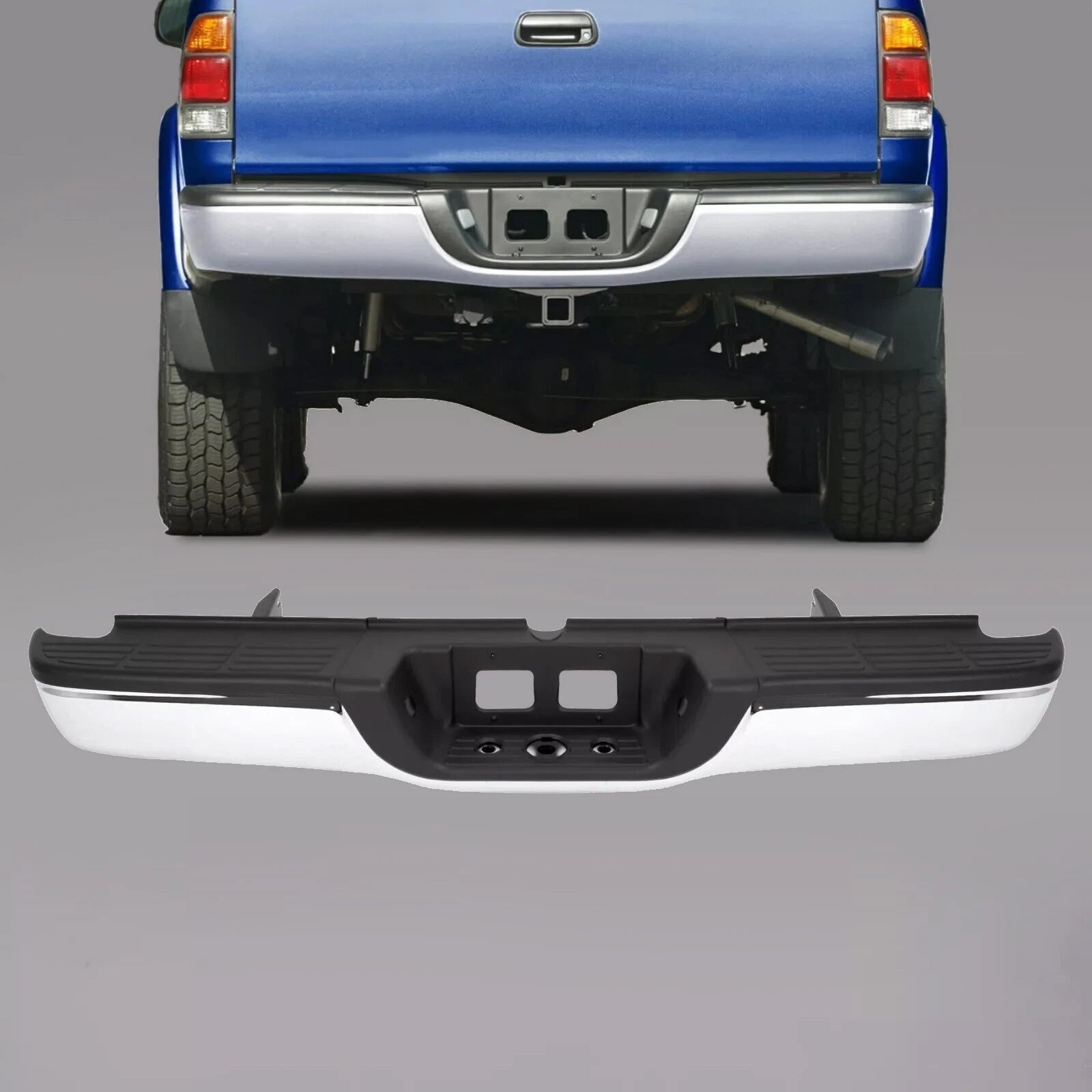 Chrome Steel Rear Step Bumper Assembly for Toyota Tundra (2000–2006)