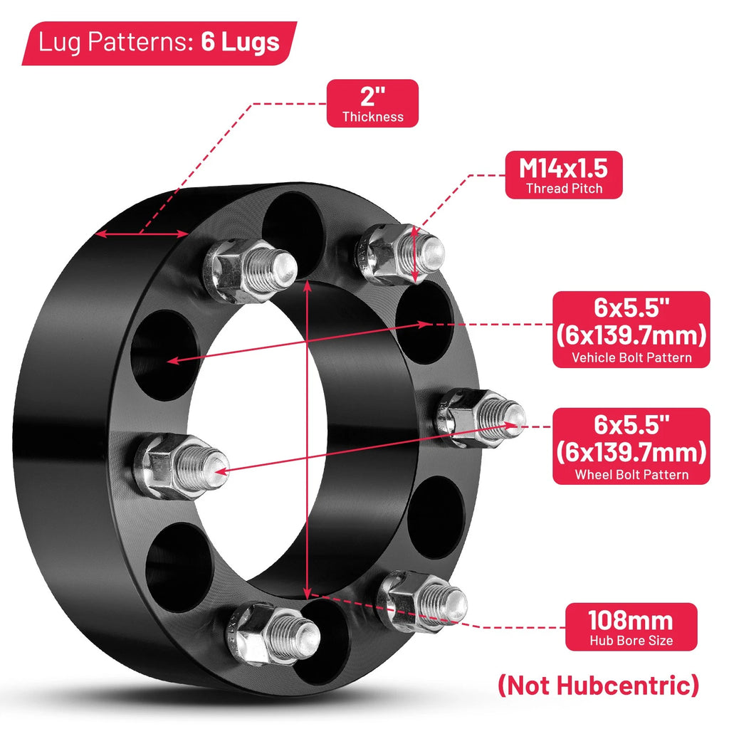 2 Inch 6-Lug Wheel Spacers for Chevy Express 2500 (1996-2021)
