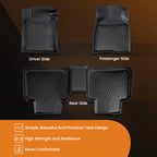3pcs Rubber Floor Mat Kit for Honda Accord Sedan (2018–2022) All Weather Black