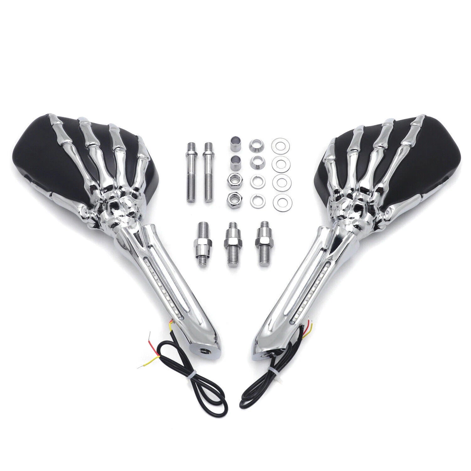 HTTMT LED Skull Rearview Mirrors for Harley Street Glide (2014–2023)