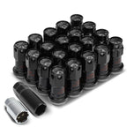 Set of 4 Aluminum Gun Metal 16 Lug Rim Lock Nuts + Keys M12x1.5 (RHD)