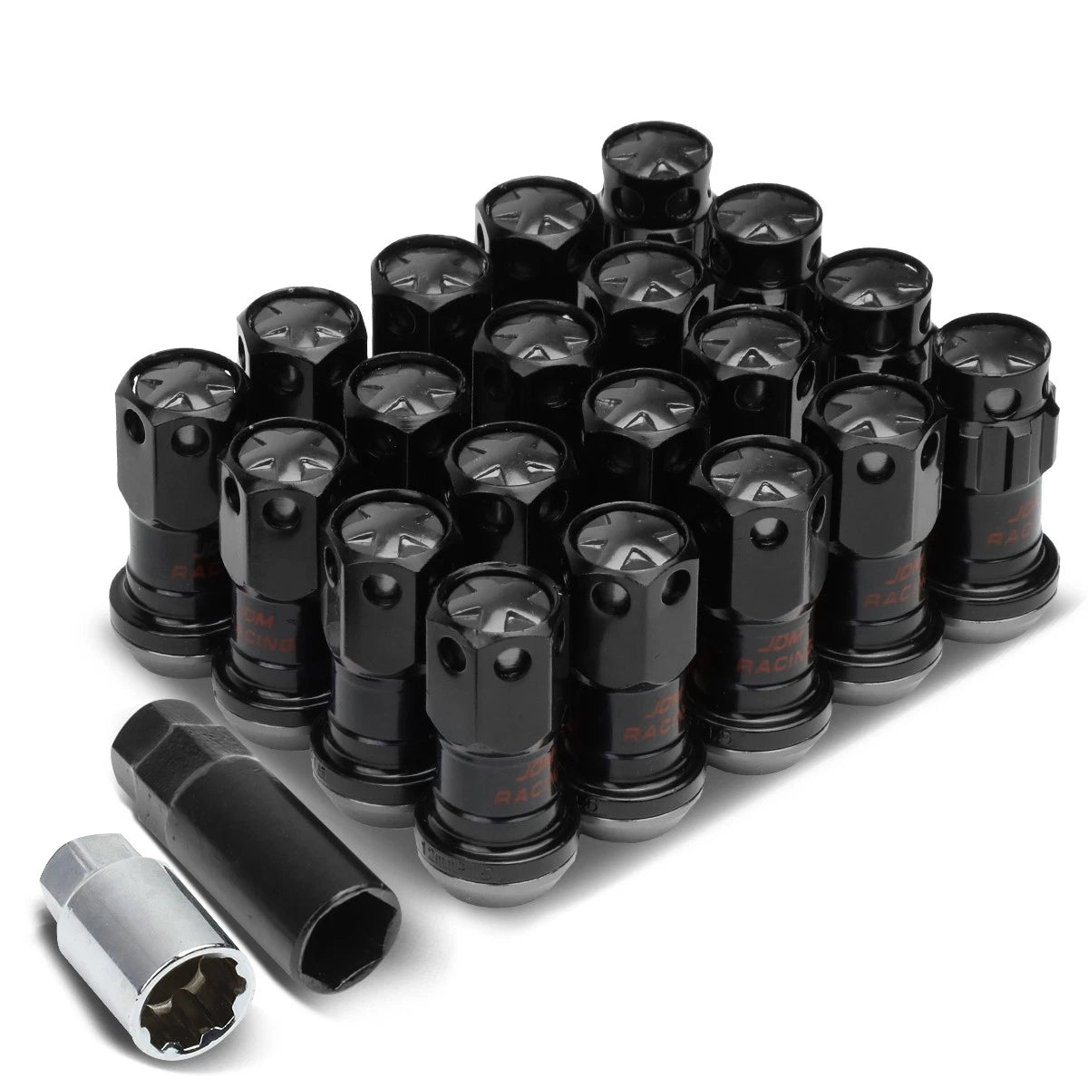 Set of 4 Aluminum Gun Metal 16 Lug Rim Lock Nuts + Keys M12x1.5 (RHD)
