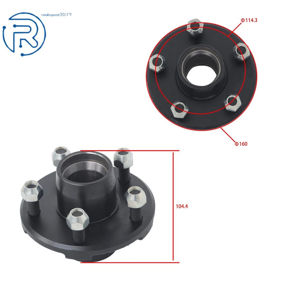 Set of 2 Trailer Hub Kit & Bearings for 2000 lbs Spindle (5 on 4.5")