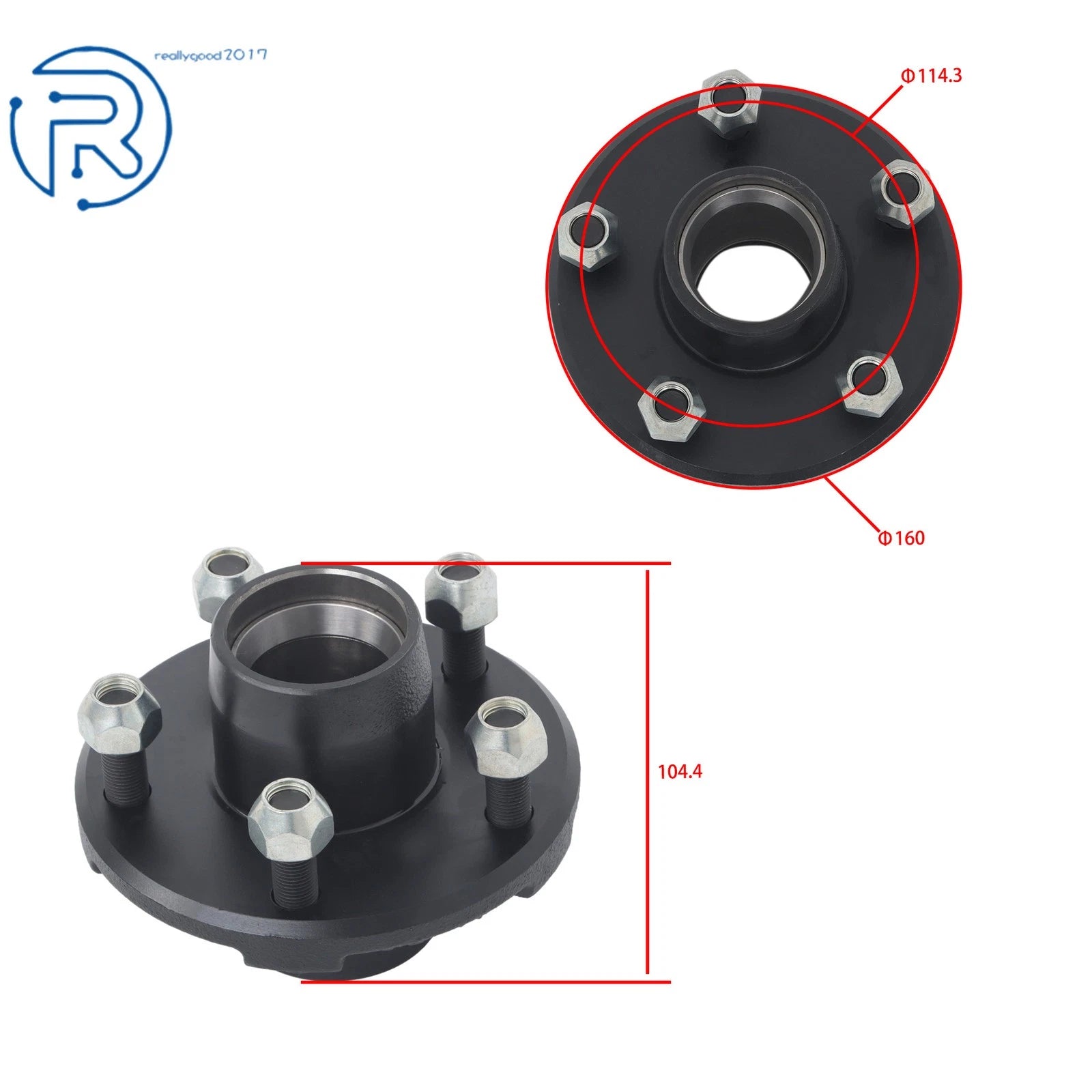 Set of 2 Trailer Hub Kit & Bearings for 2000 lbs Spindle (5 on 4.5")