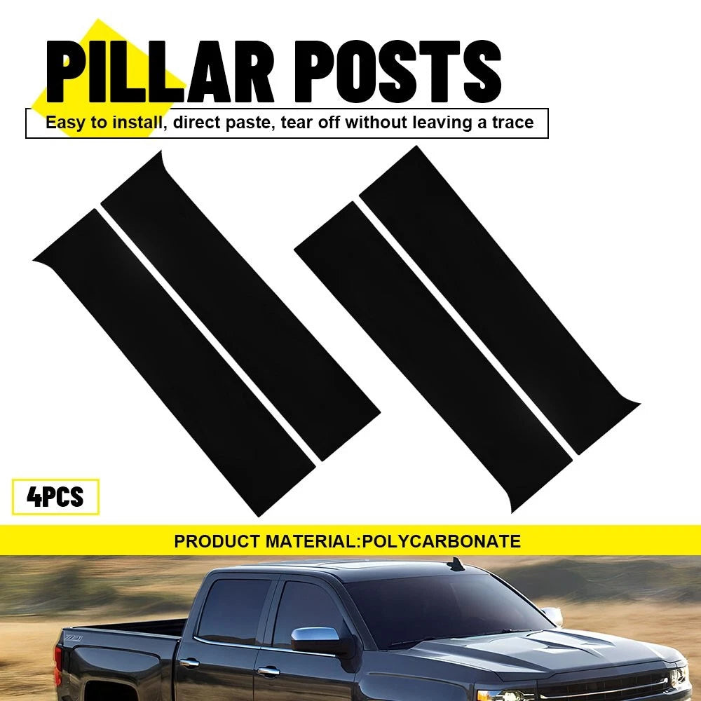 Set of 4 Pillar Post Window Trim for Chevy Silverado GMC Sierra (2014–2018)