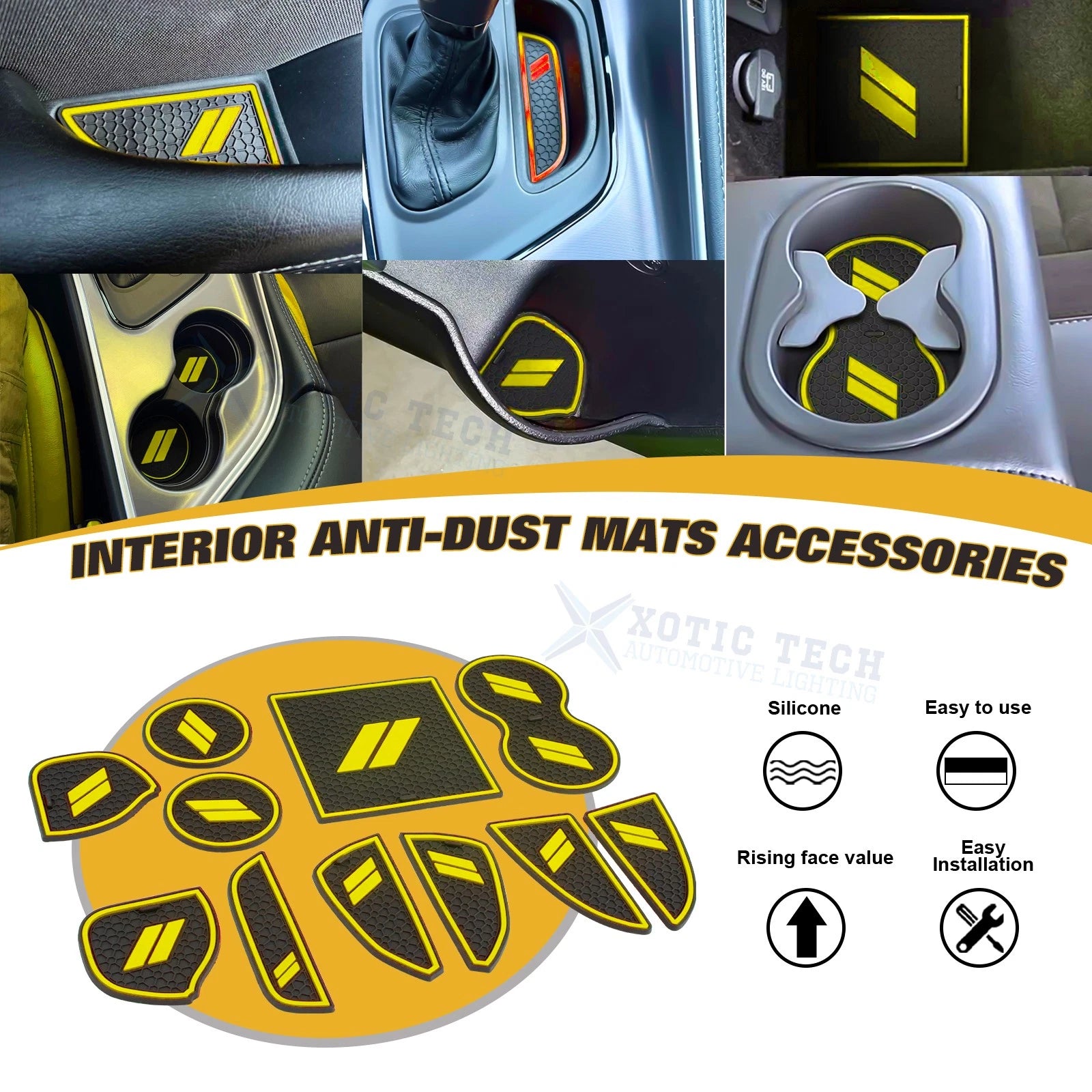 Soft Yellow Car Interior Anti-Dust Mats Accessories for Dodge Challenger (2015-2023)