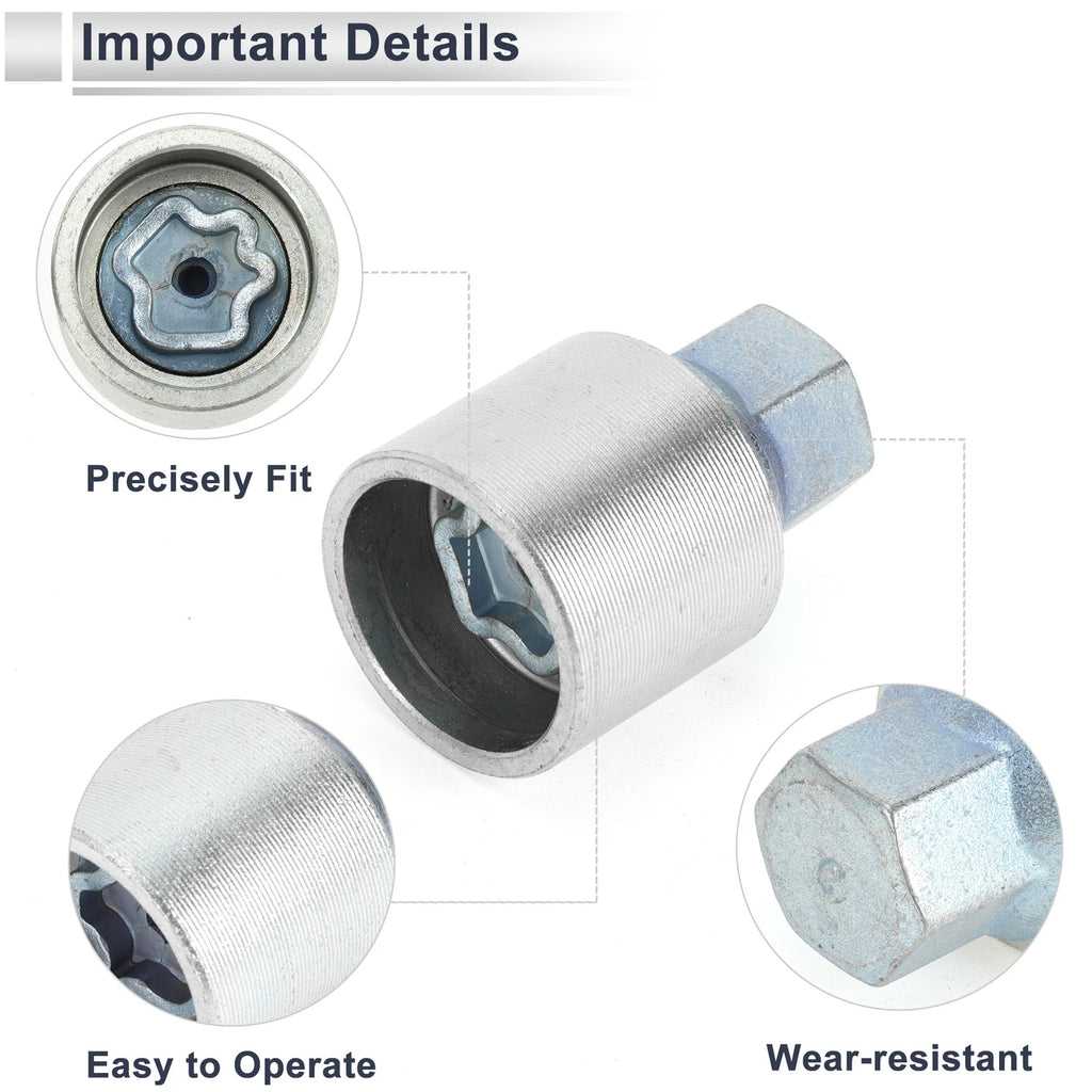 Type C Wheel Lock Lugnut with Bolt Kit Nut Removal Key for Audi A4L A5 (2013–2020)