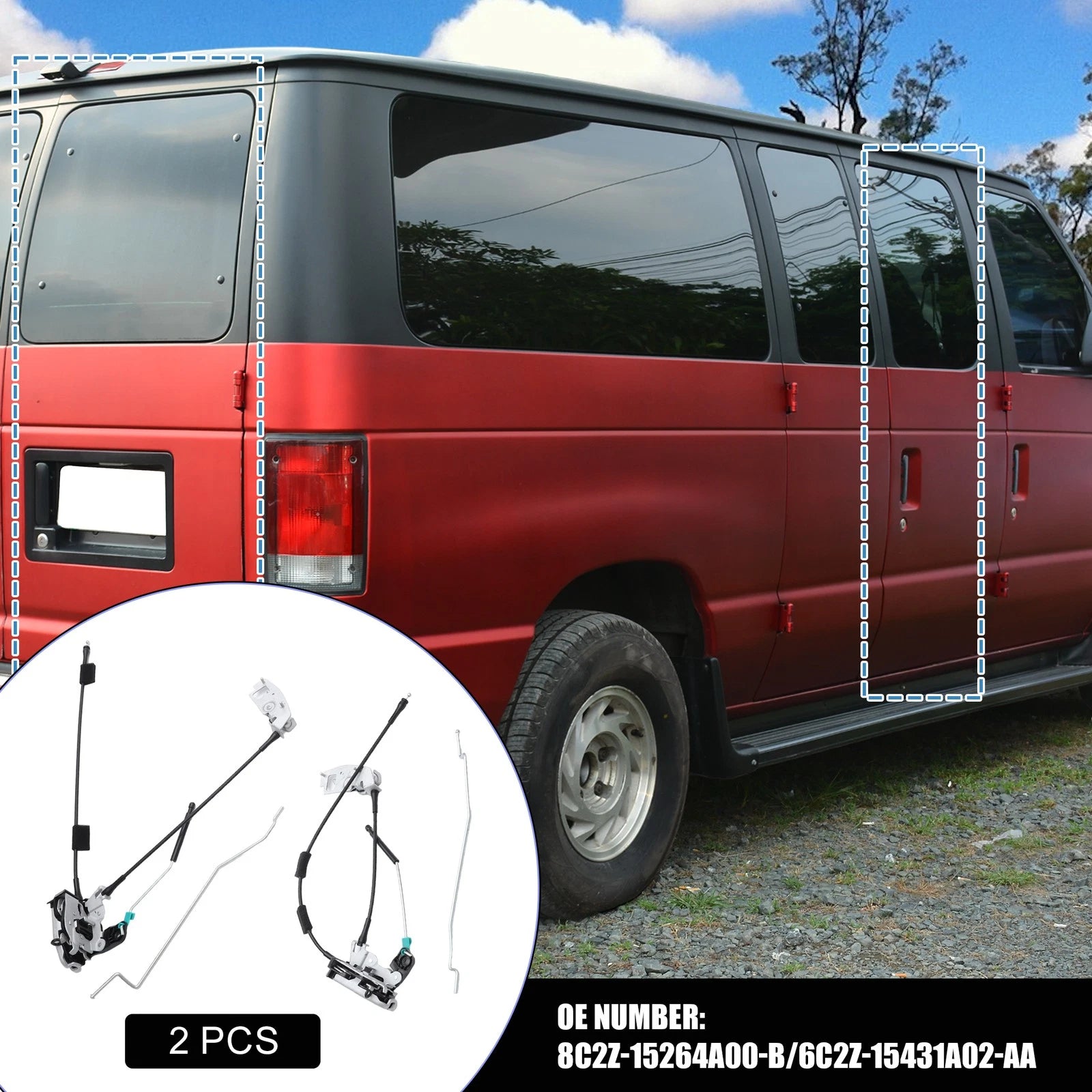 Door Latch W/Cable for Ford Econoline Van (1992–2014) - 8C2Z15264A00B/6C2Z15431A02AA