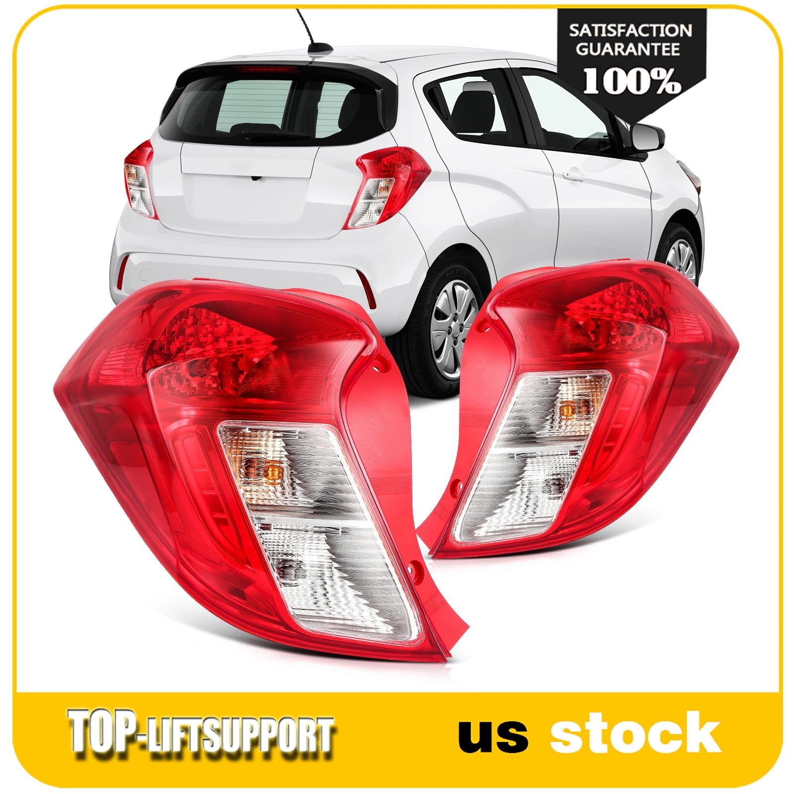Set of 2 Tail Lights Assembly for Chevrolet Spark (2017–2022) Red