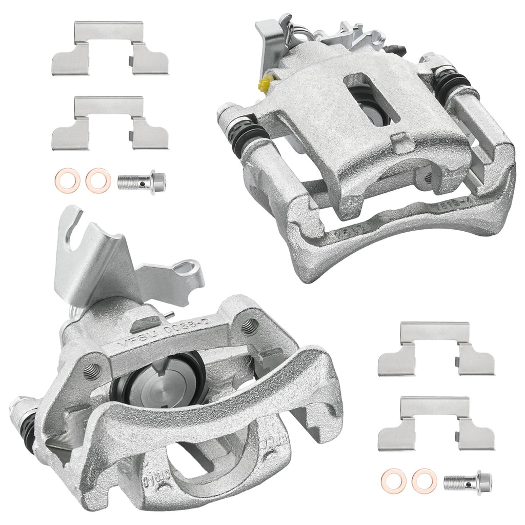 Pair Rear Brake Calipers w/ Bracket for Ford Mustang (2007–2014) 3.7L 5.0L 5.4L 5.8L