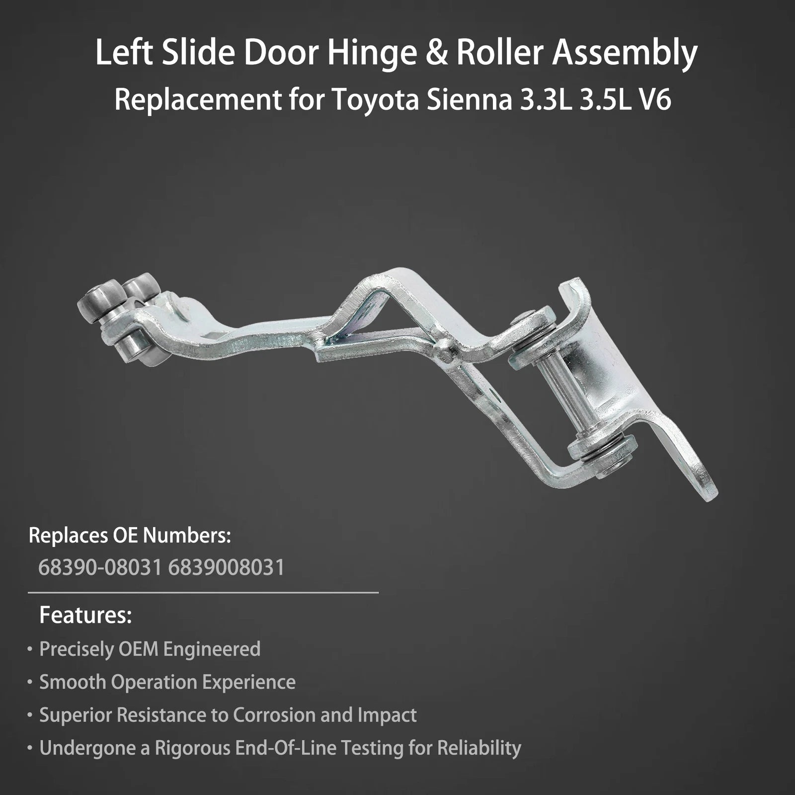 Left Driver Side Center Sliding Door Hinge & Roller for Toyota Sienna (2004-2010)