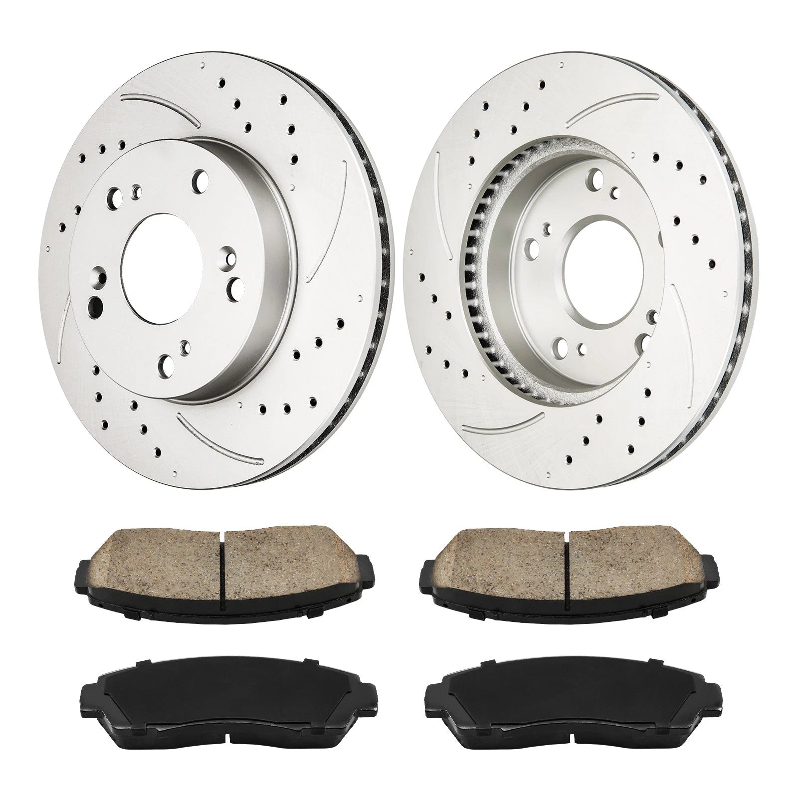 Front Drilled Slotted Brake Rotors and Ceramic Pads for Honda Civic (2015–2015)