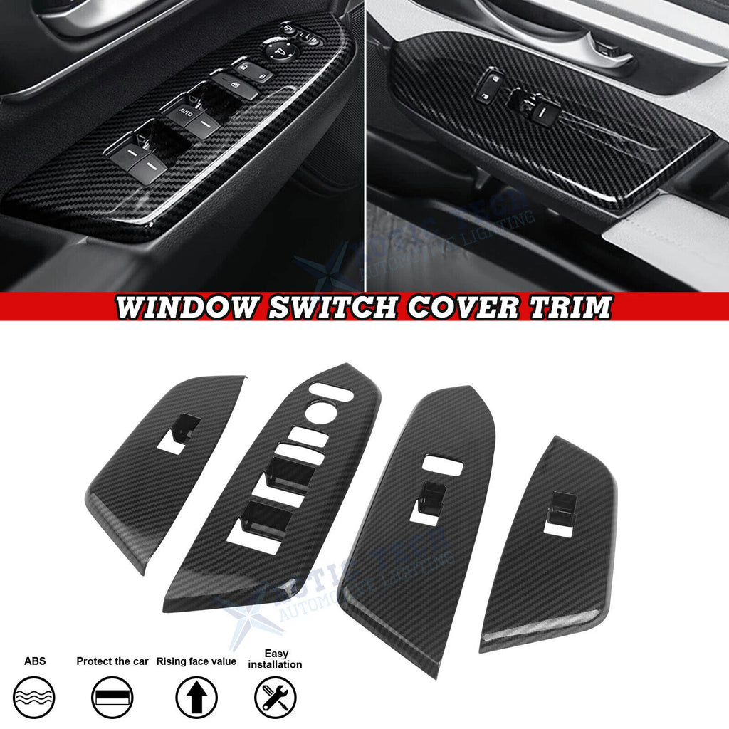 Carbon Fiber Black Inner Window Switch Panel Trim for Honda CR-V (2017–2022)