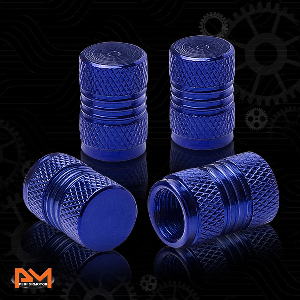 Set of 4 Blue Aluminum Tire Stem Caps for Universal Vehicles (2010–2023)