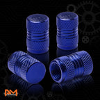 Set of 4 Blue Aluminum Tire Stem Caps for Universal Vehicles (2010–2023)