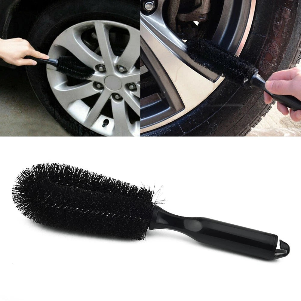 Alloy Wheel Brush for Car Cleaning with Soft Bristle Handle Grip