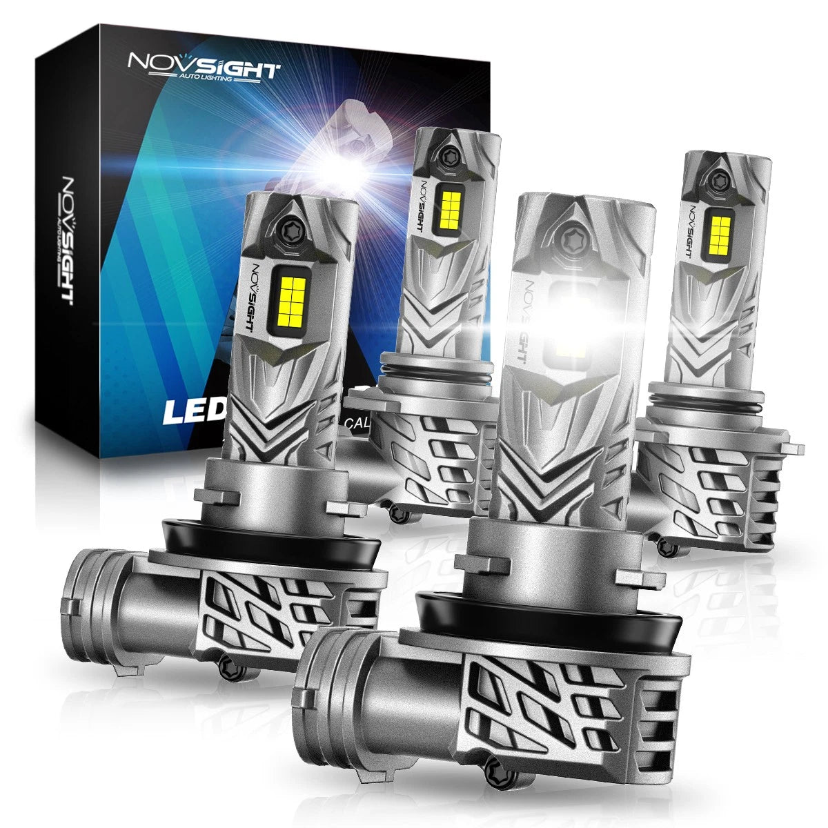 Set of 4 9005 + H11 LED Headlight Bulbs for