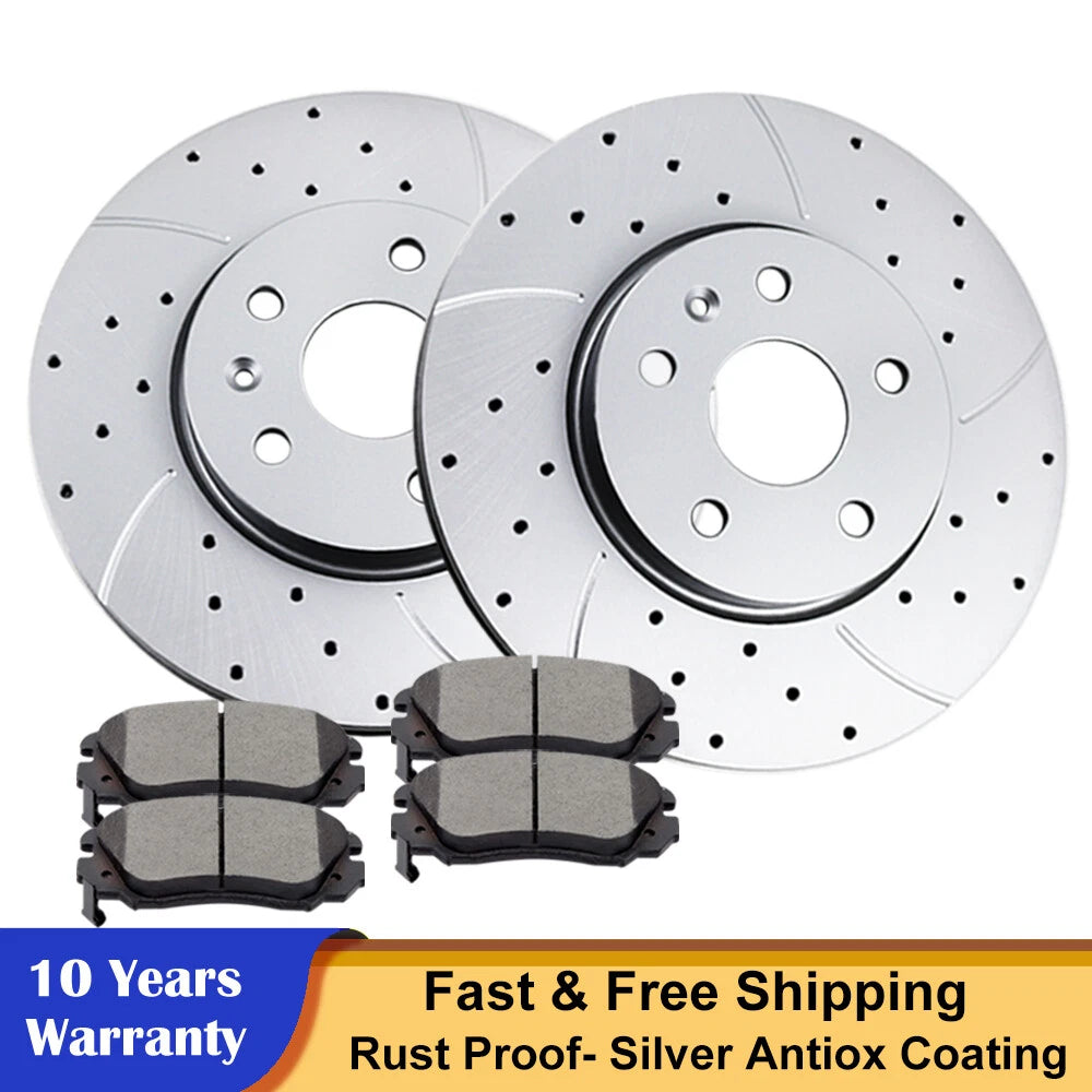 Front Drilled Rotors & Ceramic Brake Pads for Chevrolet Impala Equinox (2006–2020)