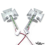 Set of 2 Chrome Billet Mirrors with LED Blinkers for Harley