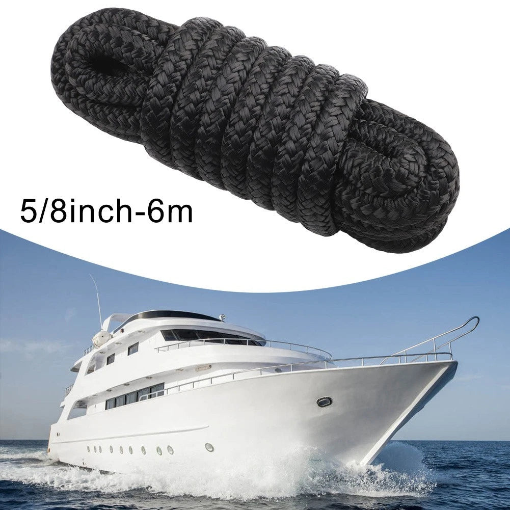 Nylon Dock Line 5/8 inch 6M Black Heavy Duty for Boat Docking