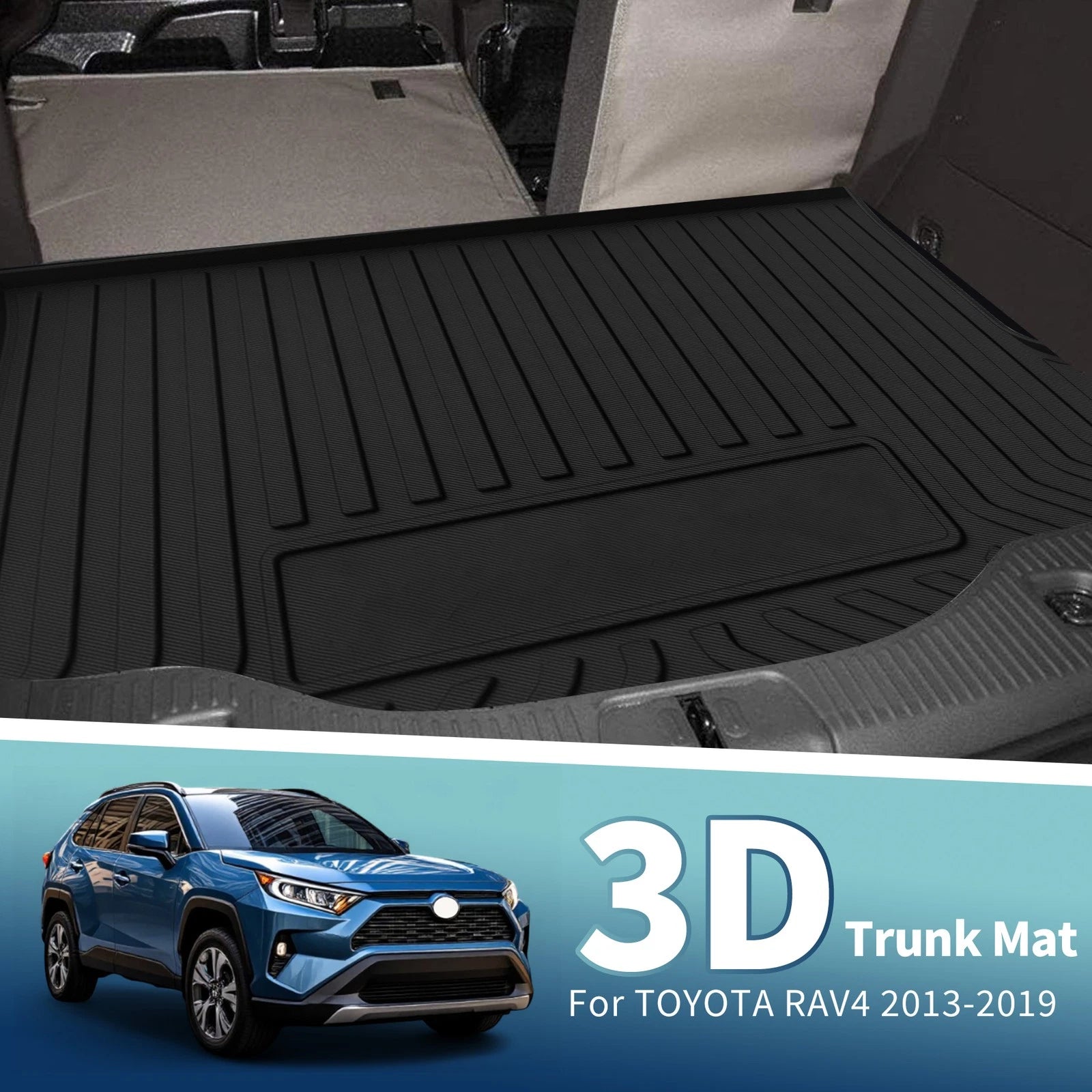 Flat Face Cargo Liner Rear Trunk Mat for Toyota RAV4 (2013–2019) TPE 1 Pc
