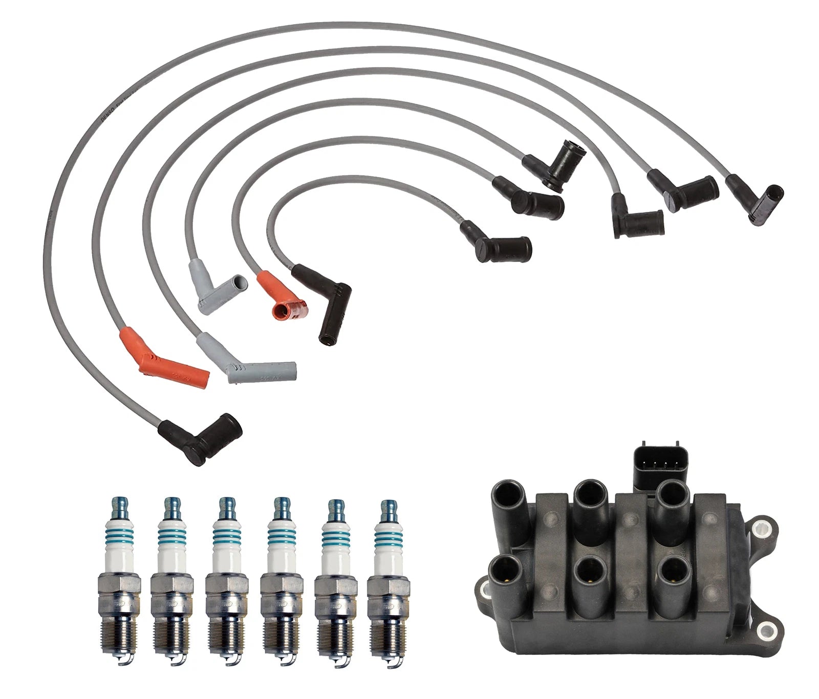 Set of 6 Denso Ignition Coil & Iridium Power Spark Plugs for Ford Mazda (3.0L)