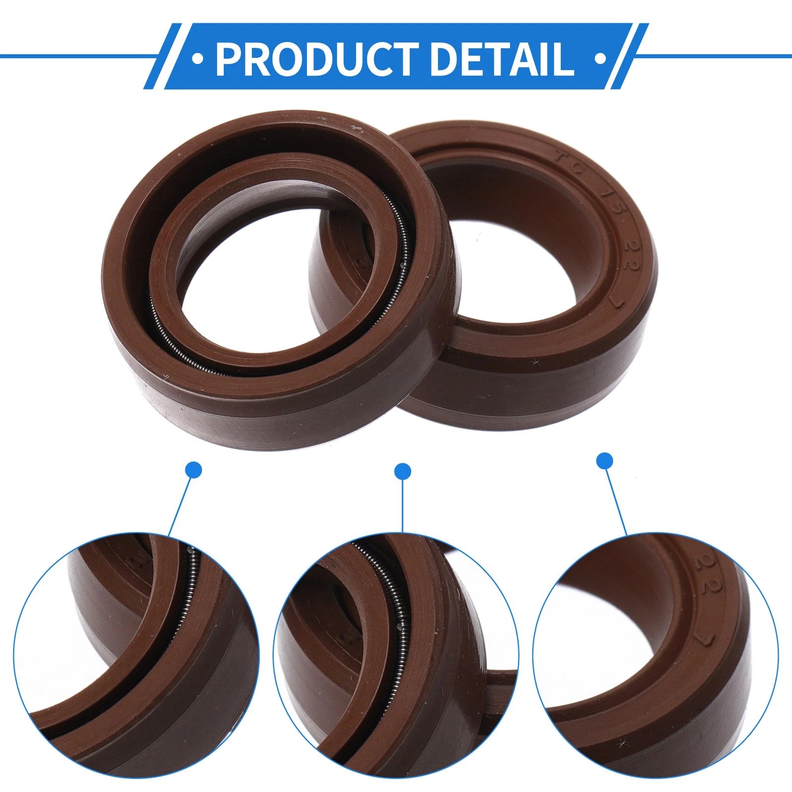 2X Oil Seal Rotary Shaft Seal for Various Models (15x22x7mm) FKM Rubber